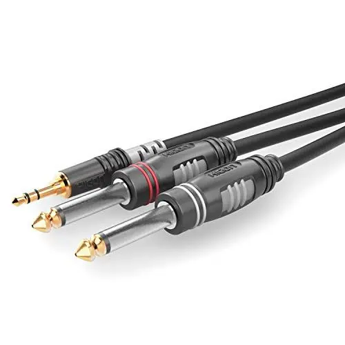 Produktbild: Sommer Cable HBA-3S62-0150 Audio-Klinkenstecker (1 x 3,5-mm-Klinkenstecker – 2 x 6,3-mm-Klinkenstecker (mono), 1,50 m, Schwarz, 1,5m