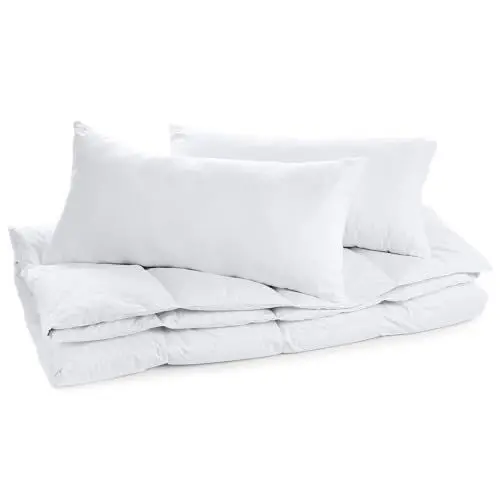 Produktbild: Bettdecke Sommerdecke 220 x 200 cm - Duvet Bett Decke Schlafdecke Steppbettdecke Quilt Bettzeug und Bettdecken mit Füllung Set: Weiße Bettdecke mit 2 Stück Kissen 40X80 Oeko-Tex-Zertifikat