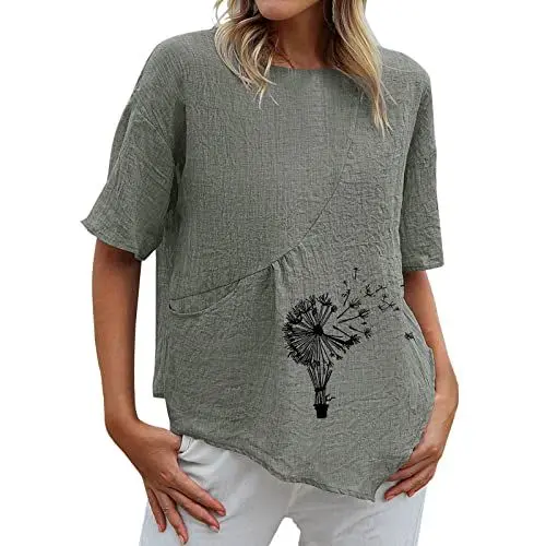 Produktbild: Sommerhemden für Frauen, Modefrau, Kausale Rundhals-Druckbluse, Kurzarm, T-Shirt, Sommeroberteile, Mädchenhemden, Damen, Geschenke, 2023, Sweatshirt, Tunika-Pullover