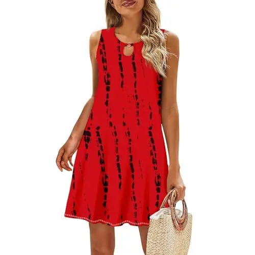 Produktbild: Blusenkleid Damen Kleid Damen Elegant Langes Kleid Damen Schicke Kleider Damen Schwingen Kleid Little Black Dress Outfit Taufe Damen Jugendweihe Kleider Damen Kleid Lang Rot M