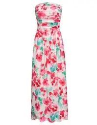 Produktbild: Sommerkleid Damen Leinen Kleider Strandkleid A Linie Freizeitkleid Wickelkleid mit Taschen XXL cl224-61/blau-rosa Blume