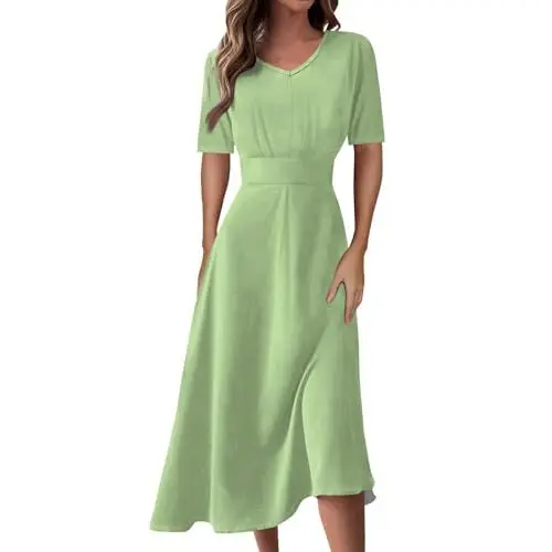Produktbild: Sommerkleid Damen Vokuhila Kleid Damenkleider Damenkleid Lang Konfi Kleider Brautmutter Anzug Kleider Damen Festlich Strandkleid Schwingen Kleid Esprit Kleid Damen Gothic Türkis S