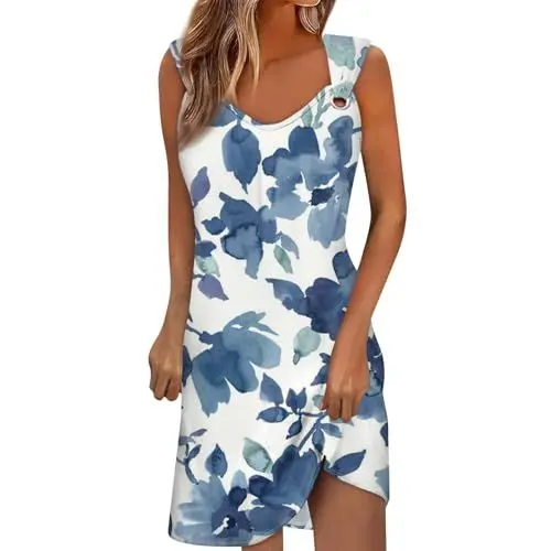 Produktbild: Sommerkleid Damen Wickelkleid Damen Brautmode Standesamt Business Kleid Damen Frühlingskleid 60Er Jahre Outfit Damen Black Dress Sexy Abendkleid Petticoat Business Outfit Blau 2XL