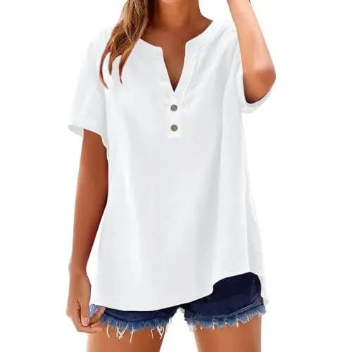 Produktbild: Sommermode Damen 2025 Sale Earth Positive T-Shirt Sweatshirt Pusteblume Rundhals Basic Tshirt Set Shirt Blau Weiß Gestreift T Shirts Maedchen 146 Grau Kurzarm Mit V-Ausschnitt, Oliv Gestreiftes