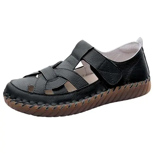 Produktbild: Sommermode Sandalen runden Damenschuhe Bequeme Freizeitschuhe Damen Geschlossene Schuhe (Black, 41)