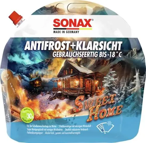 Produktbild: SONAX AntiFrost+KlarSicht bis -18 °C Sweet Home (3 Liter) schneller, schlierenfreier und effektiver Scheibenreiniger für den Winter | Art-Nr. 01364410