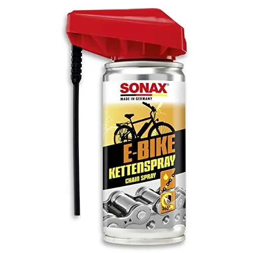 Produktbild: SONAX E-BIKE KettenSpray mit EasySpray (100 ml) reinigt, schützt und schmiert, verringert Verschleiß und Reibung, korrosionsschützend, hohe Kriech- und Haftwirkung | Art-Nr. 08721000