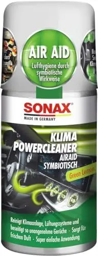 Produktbild: SONAX KlimaPowerCleaner AirAid Klimaanlagenreiniger Green Lemon (100 ml) sorgt schnell und einfach für langanhaltende Lufthygiene und befreit dauerhaft von lästigen Gerüchen | Art-Nr. 03234000