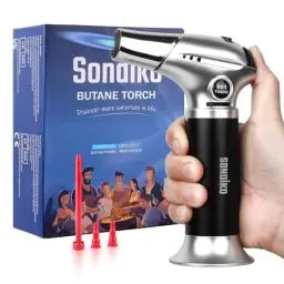 Produktbild: Sondiko Küchenbrenner S901, Flambierbrenner, nachfüllbarer Crème Brulée Brenner mit Sicherheitsschloss für die Küche, Crème Brulée(Butan nicht inbegriffen)
