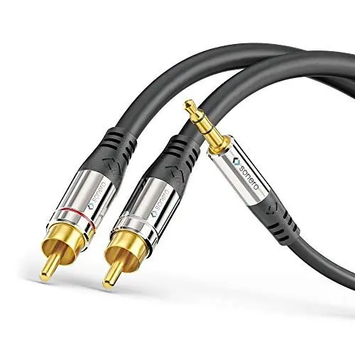 Produktbild: Sonero Premium Audio Adapterkabel, 10,0m, 3.5mm Klinke auf 2x Cinch Stecker, vergoldete Kontakte, schwarz