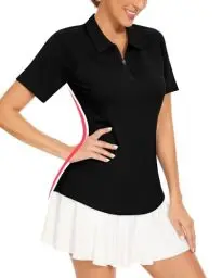 Produktbild: Soneven Golf Poloshirt Damen Kurzarm Sport Tshirts für Damen Sommer Funktionsshirt Atmungsaktiv Wandershirt für Fitness Tennis Reiten Schwarz XL