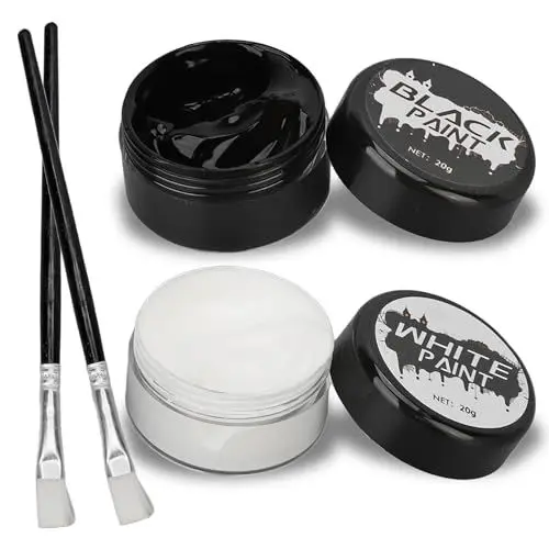 Produktbild: Sonew Gesichtsfarbe, Schwarz Weiß Gesicht Farbe Malerei, Spezialeffekt Make up Set, Halloween Schminkset, Körperfarben Schwarz und Weiß Gesichtsbemalung für Halloween DIY Cosplay