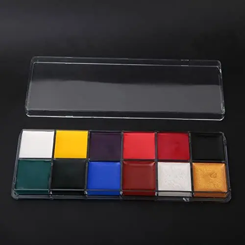 Produktbild: KIMISS Ölfarben-Make-up-Set für Gesichts- und Körperbemalung mit 6 Fächern, Hoher Sättigung, Glänzend und Einfach zu Verwenden mit 12 Leuchtenden Farben für Halloween, Partys und