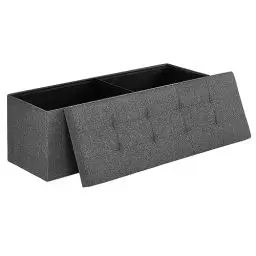 Produktbild: SONGMICS Sitzhocker mit Stauraum, klappbare Sitzbank, 38 x 110 x 38 cm Fußbank, Aufbewahrungsbox, bis 300 kg belastbar, für Wohnzimmer Schlafzimmer Flur, schiefergrau LSF77K