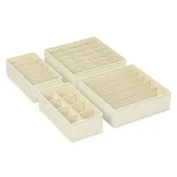 Produktbild: SONGMICS Unterwäsche-Organizer 4er Set, Schubladen-Organizer, faltbar, Ordnungssystem Kleiderschrank, Aufbewahrungsbox Schrank, Stoffboxen Aufbewahrung, für BHs, Socken, Krawatten, beige RUS04M