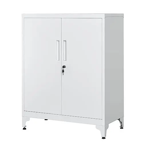 Produktbild: SONGMICS Aktenschrank, Mehrzweckschrank, Büroschrank mit 2 Türen, Schrank abschließbar, Aufbewahrungsschrank aus Stahl, für Arbeitszimmer, Wohnzimmer, mattgrau OMC013G01