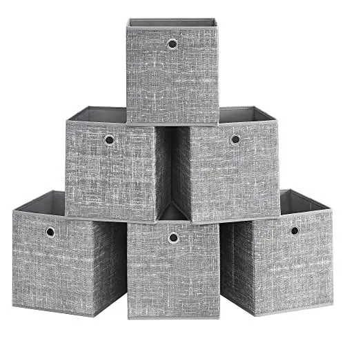Produktbild: SONGMICS Aufbewahrungsbox, 6er Set, Ordnungsboxen aus Vliesstoff mit Griff, Boxen Aufbewahrung, 26 x 26 x 28 cm, Organizer Box, für Würfelregal, Faltbox, Kleideraufbewahrung, grau meliert RFB026G01