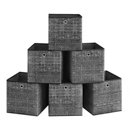 Produktbild: SONGMICS Aufbewahrungsbox, 6er Set, Ordnungsboxen aus Vliesstoff mit Griff, Boxen Aufbewahrung, 33 x 33 x 33 cm, Organizer Box, für Würfelregal, Faltbox, Kleideraufbewahrung, schwarz meliert RFB033B01