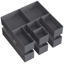 Produktbild: SONGMICS Aufbewahrungsbox für Schublade, 12er Set, Schubladen Organizer, Faltbox, Unterwäsche Organizer, Stoffbox für Socken, Unterwäsche, BHs, Krawatten und Schals, schiefergrau RDZ006G03