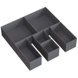 Produktbild: SONGMICS Aufbewahrungsbox für Schublade, 6er Set, Schubladen Organizer, Faltbox, Unterwäsche Organizer, Stoffbox für Socken, Unterwäsche, BHs, Krawatten und Schals, schiefergrau RDZ06G