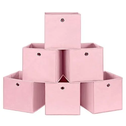 Produktbild: SONGMICS Aufbewahrungsboxen, 6er Set, Faltbare Stoffboxen, Faltboxen Aus Vliesstoff, Würfel, Aufbewahrungskörbe, Für Spielzeug Und Kleidung, Rosa RFB02PK-3