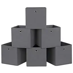 Produktbild: SONGMICS Aufbewahrungsboxen, 6er Set, Stoffboxen, Faltboxen aus Vliesstoff, Würfel, Aufbewahrungskörbe, für Spielzeug und Kleidung, grau RFB02G-3