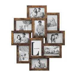 Produktbild: SONGMICS Bilderrahmen-Collage, Fotorahmen Familie, für 10 Fotos je 10 x 15 cm (4 x 6 Zoll), aus MDF-Platten, Montage erforderlich, vintagebraun RPF020X01