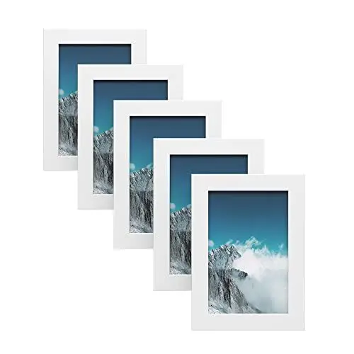 Produktbild: SONGMICS Bilderrahmen Set im 5er-Set, 10 x 15 cm, Fotorahmen mit Glasscheibe, Weihnachten, Rahmen Weiß RPF35WT