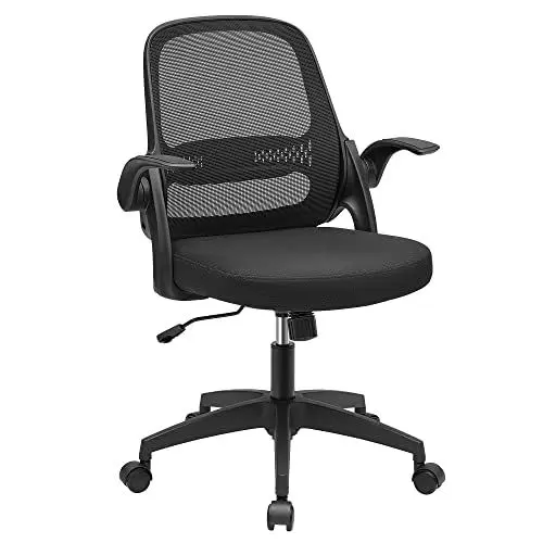 Produktbild: SONGMICS Bürostuhl, Schreibtischstuhl, ergonomischer Drehstuhl, Computerstuhl, höhenverstellbar, klappbare Armlehnen, Wippfunktion, schwarz OBN035B01, 63x54.5x(89-96.5)cm