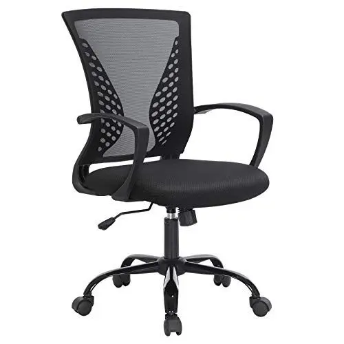 Produktbild: SONGMICS Bürostuhl, Schreibtischstuhl mit Netzbespannung, höhenverstellbarer Computerstuhl, Drehstuhl, Wippfunktion, atmungsaktiv, Büro, Arbeitszimmer, bis 120 kg belastbar, schwarz OBN22BK