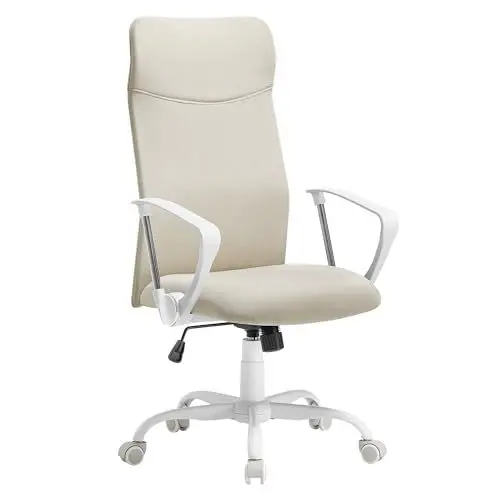 Produktbild: SONGMICS Bürostuhl, ergonomischer Schreibtischstuhl, Drehstuhl, gepolsterter Sitz, höhenverstellbar und neigbar, bis 120 kg belastbar, cappuccinobeige OBN034K01