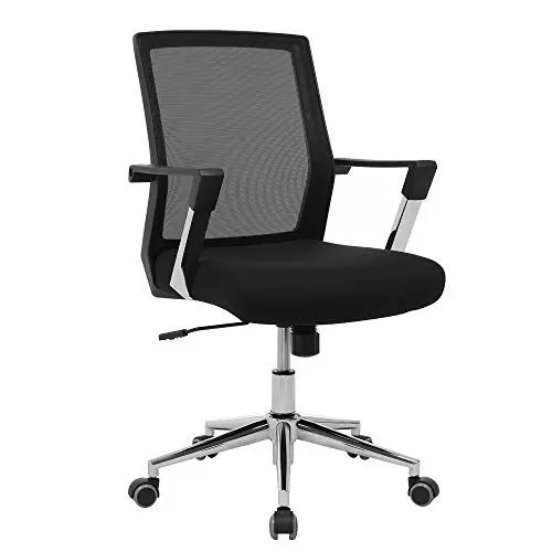Produktbild: SONGMICS Bürostuhl mit Netzrückenlehne Chefsessel Bürodrehstuhl Drehstuhl höhenverstellbar Wippfunktion, schwarz, OBN83B, 61*55*102