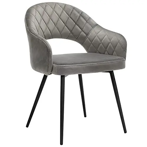 Produktbild: SONGMICS Esszimmerstuhl Samt, moderner Küchenstuhl, gepolsterter Samtstuhl mit Armlehnen, Metallbeine, elegantes Design, Esszimmer, Wohnzimmer, Schlafzimmer, Küche, grau LDC82GY, 6955880387946