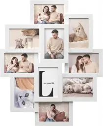 Produktbild: SONGMICS, Fotorahmen mit 10 Steckplätzen, 10 x 15 cm für jedes Foto, Collage-Rahmen, MDF, weiß, RPF20WT