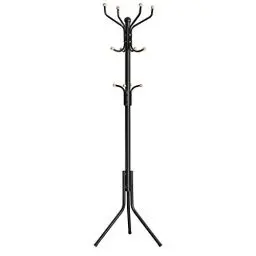 Produktbild: SONGMICS Garderobenständer aus Metall, stabiler Kleiderständer, Garderobe, für Kleidung, Taschen und Hüte, Höhe 182 cm, mit 12 Haken, schwarz RCR19B