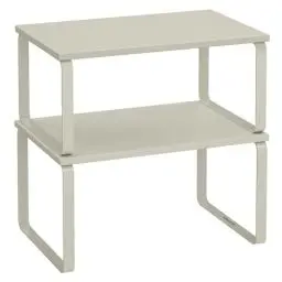 Produktbild: SONGMICS Gewürzregal, 2er Set Küchen-Organizer, Küchenregal, Schrank-Organizer Küche, erweiterbar, kleines Regal, stapelbar, Metall und Holzwerkstoff, cappuccinobeige KCS002K01