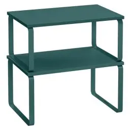 Produktbild: SONGMICS Gewürzregal, 2er Set Küchen-Organizer, Küchenregal, Schrank-Organizer Küche, erweiterbar, kleines Regal, stapelbar, Metall und Holzwerkstoff, efeugrün KCS002C02