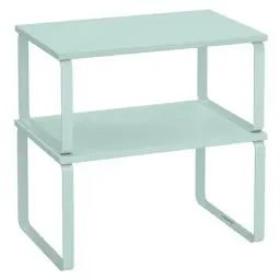 Produktbild: SONGMICS Gewürzregal, 2er Set Küchen-Organizer, Küchenregal, Schrank-Organizer Küche, erweiterbar, kleines Regal, stapelbar, Metall und Holzwerkstoff, mondlichtgrün KCS002C01