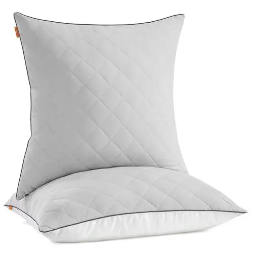 Produktbild: SONGMICS HOME Kopfkissen 2er Set, beidseitig verwendbar, 80 x 80 cm, Kissen, kühlender, weicher Bezug, 1200 g Füllung, Winter, Sommer, maschinenwaschbar, Taubengrau TBP022G02