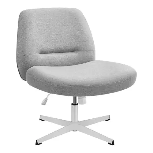 Produktbild: SONGMICS HOME Schneidersitz Stuhl, Schminkstuhl, Drehstuhl ohne Armlehnen, Schreibtischstuhl, breite Sitzfläche, modern, mit Kreuzfuß, höhenverstellbar, Wippfunktion, Taubengrau OBG046G01