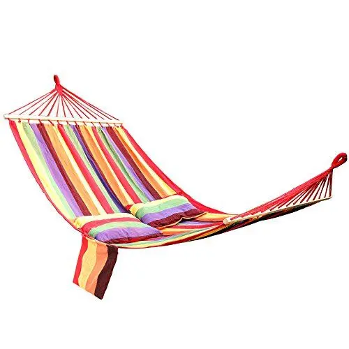Produktbild: SONGMICS Hängematte mit 2 Kissen, Liegefläche ca. 210 x 150 cm, Belastbarkeit bis 300 kg Bunt GDC22W