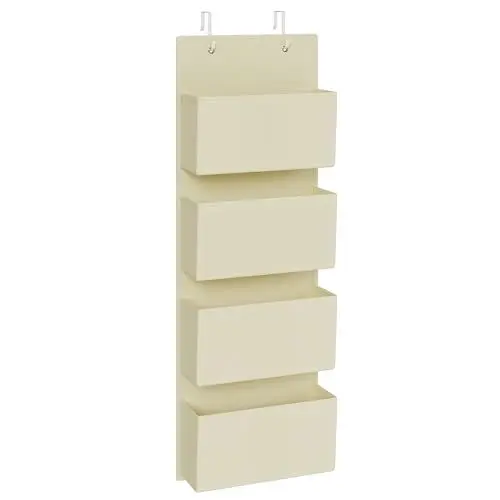 Produktbild: SONGMICS Hängeorganizer mit 4 Taschen, Hängeregal, Kleiderschrank-Organizer, Hängeaufbewahrung, Tür-Organizer, Schlafzimmer Wohnzimmer, 12 x 33,5 x 100 cm, beige RDH004Y01