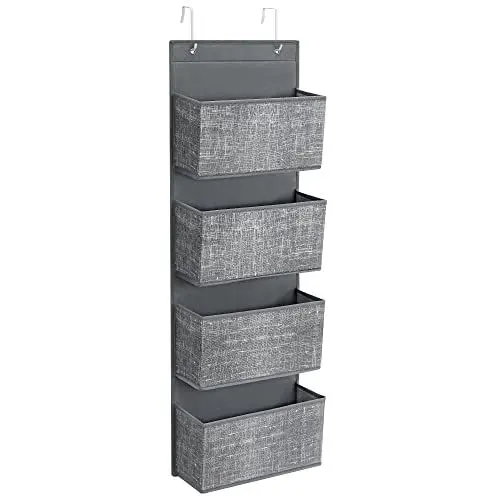 Produktbild: SONGMICS Hängeorganizer mit 4 Taschen, Hängeregal, Kleiderschrank-Organizer, Hängeaufbewahrung, Tür-Organizer, Schlafzimmer Wohnzimmer, 12 x 33,5 x 100 cm, grau meliert RDH004G11