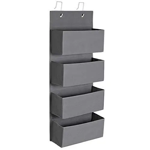 Produktbild: SONGMICS Hängeorganizer mit 4 Taschen, Hängeregal, Kleiderschrank-Organizer, Hängeaufbewahrung, Tür-Organizer, Schlafzimmer Wohnzimmer, 12 x 33,5 x 100 cm, schiefergrau RDH04G