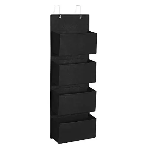 Produktbild: SONGMICS Hängeorganizer mit 4 Taschen, Hängeregal, Kleiderschrank-Organizer, Hängeaufbewahrung, Tür-Organizer, Schlafzimmer Wohnzimmer, 12 x 33,5 x 100 cm, tintenschwarz RDH004B01