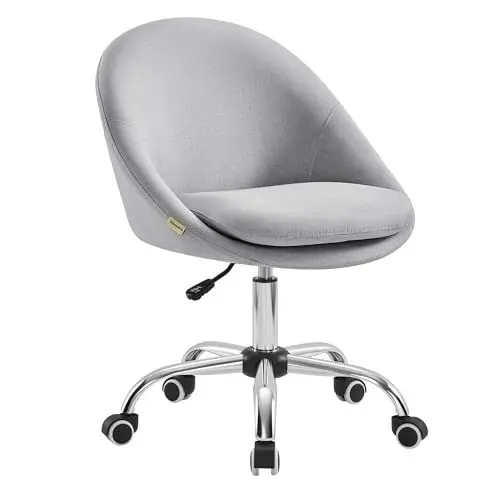 Produktbild: SONGMICS Homeoffice Stuhl, Schminkstuhl aus Baumwoll-Leinen-Mischgewebe, Schreibtischstuhl, Schaumstoffpolsterung, höhenverstellbar, für Arbeitszimmer, Schlafzimmer, Taubengrau OBG020G01