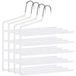 Produktbild: SONGMICS HosenbÜgel platzsparend, 4er Set, Mehrfach-KleiderbÜgel, offenes Ende, rutschfest, fÜr je 5 Hosen, fÜr Jeans, HandtÜcher, Schals, weiß CRI034W02