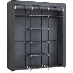 Produktbild: SONGMICS Kleiderschrank, Faltschrank, Stoffschrank, faltbare Garderobe mit 2 Kleiderstange, 175 x 150 x 45 cm, grau RYG12G