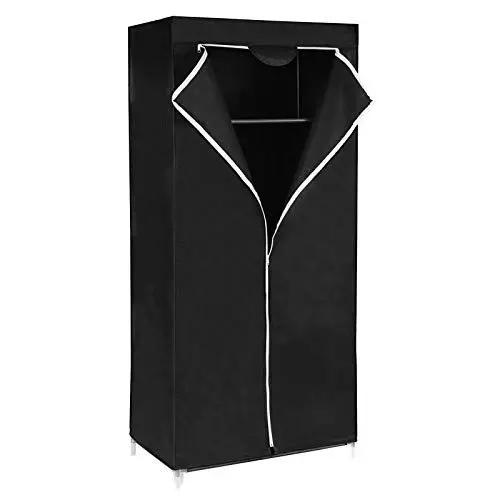 Produktbild: SONGMICS Kleiderschrank, Stoffschrank, Faltschrank mit Kleiderstange, Kleiderständer, Aufbewahrung für Taschen, Spielzeug, Schuhe, Schlafzimmer, Ankleidezimmer, 75 x 45 x 160 cm, schwarz RYG83H