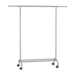 Produktbild: SONGMICS Kleiderständer auf Rollen, ausziehbare Kleiderstange, Garderobenständer aus Stahlrohren, erhöhte Ablagestange, 40 x (83-120) x 156 cm, bis 45 kg belastbar, taubengrau HSR134E01